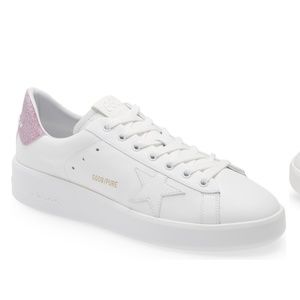 Golden Goose Purestar with Pink Glitter Leather Sneakers